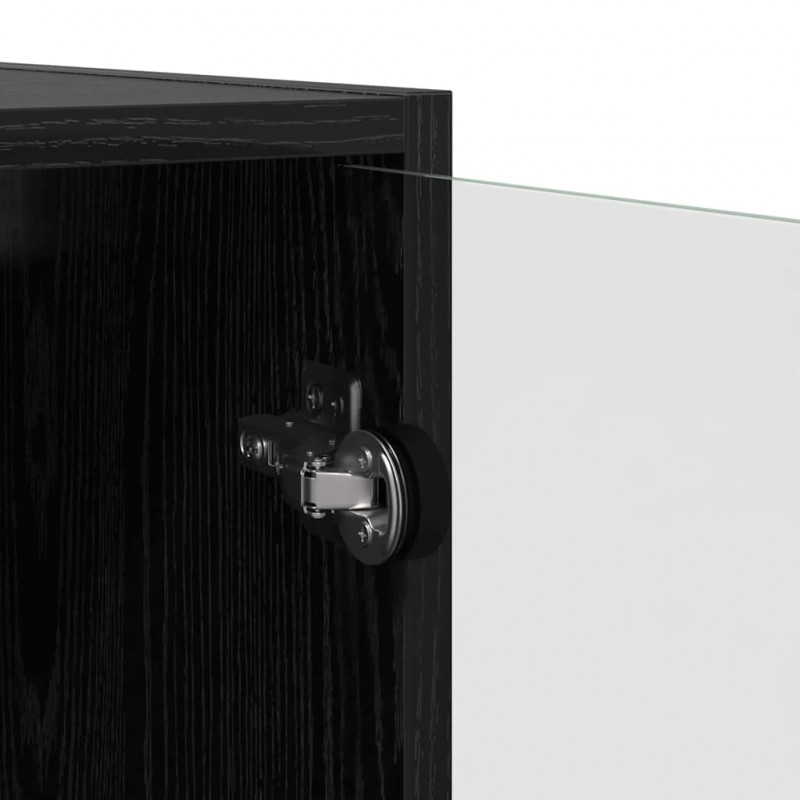 Highboard 2 pcs Czarny Dąb 68 x 37 x 142 cm