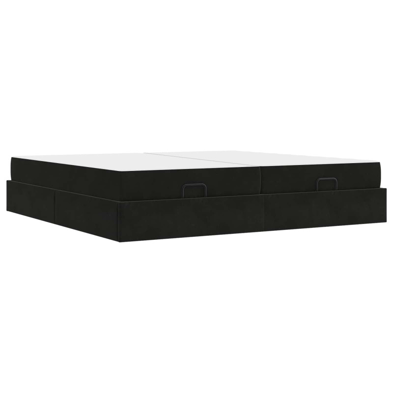 Rama łóżka z materacem z materacem 2 pcs Czarny Aksamit