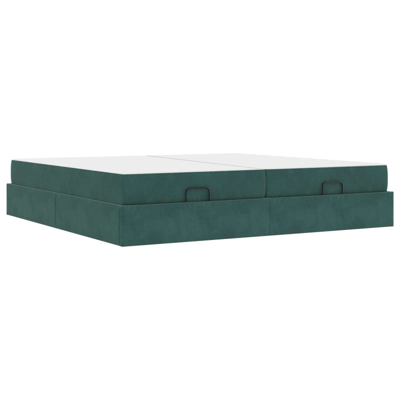 Rama łóżka z materacem z materacem 2 pcs Zielony Aksamit