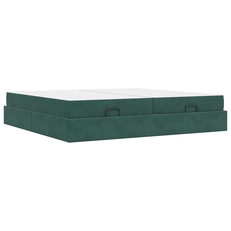 Rama łóżka z materacem z materacem 2 pcs Zielony Aksamit