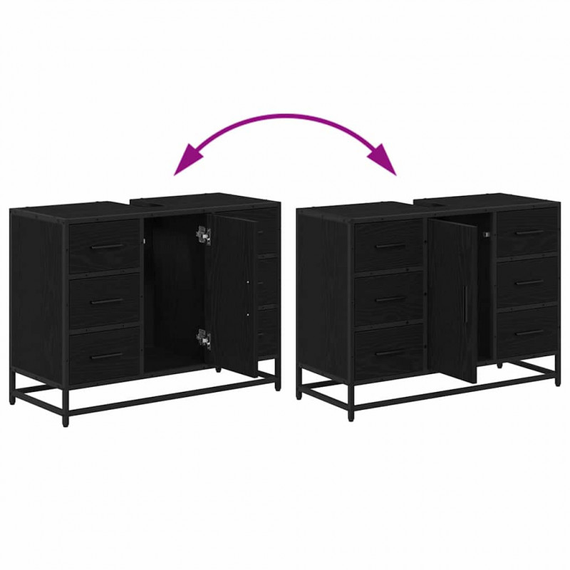 Zestaw mebli łazienkowych z szufladą z półką 3 pcs Czarny Dąb