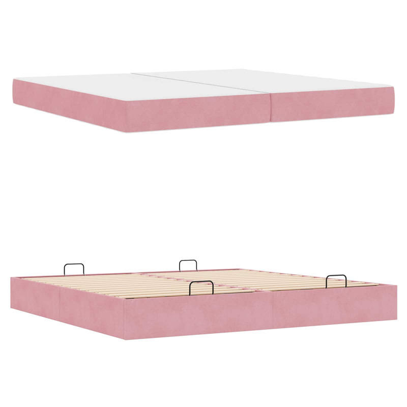 Rama łóżka z materacem z materacem 2 pcs Różowy Aksamit