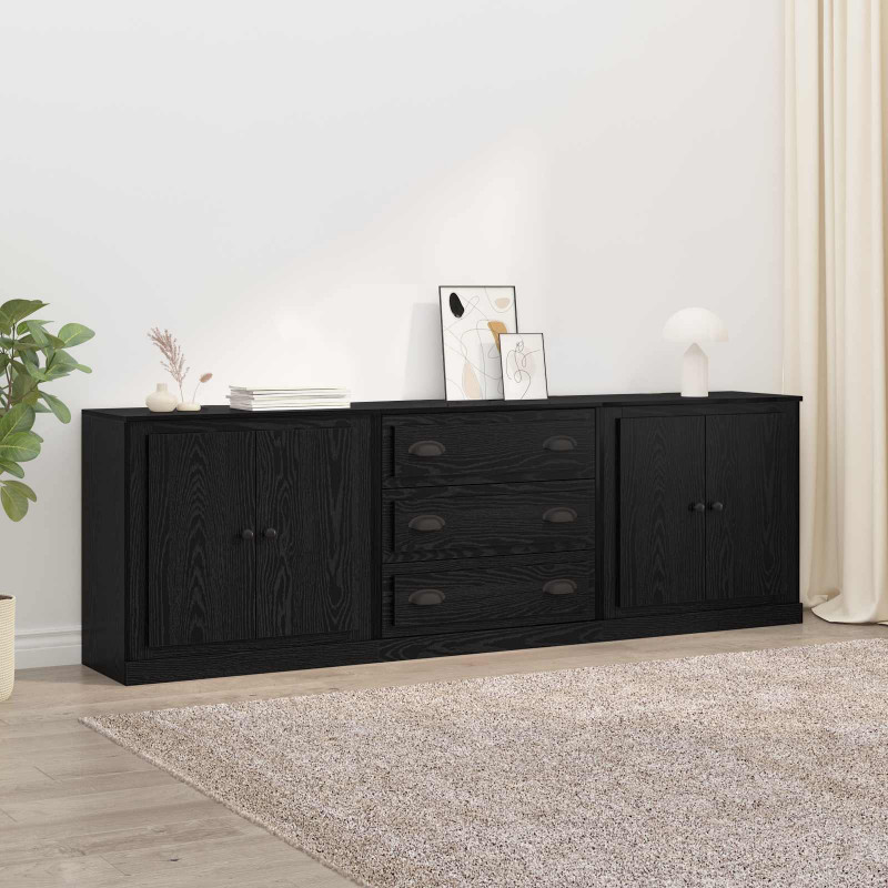 Komody z szufladą 3 pcs Czarny dąb 210 x 35,5 x 67,5 cm