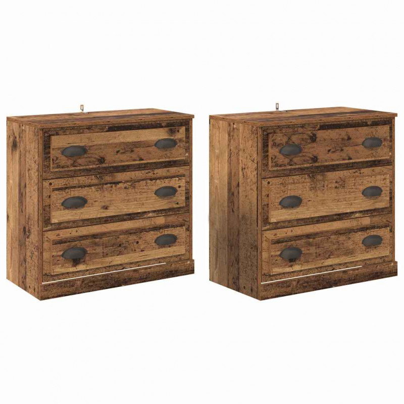 Komody z szufladą 2 pcs Stare drewno 70 x 35,5 x 67,5 cm