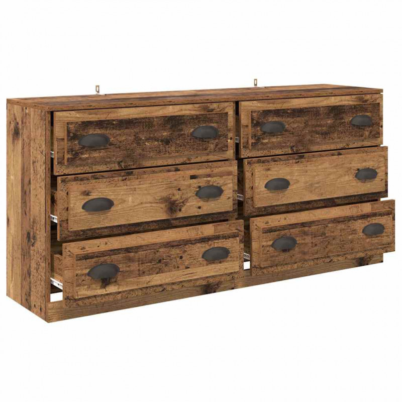Komody z szufladą 2 pcs Stare drewno 70 x 35,5 x 67,5 cm