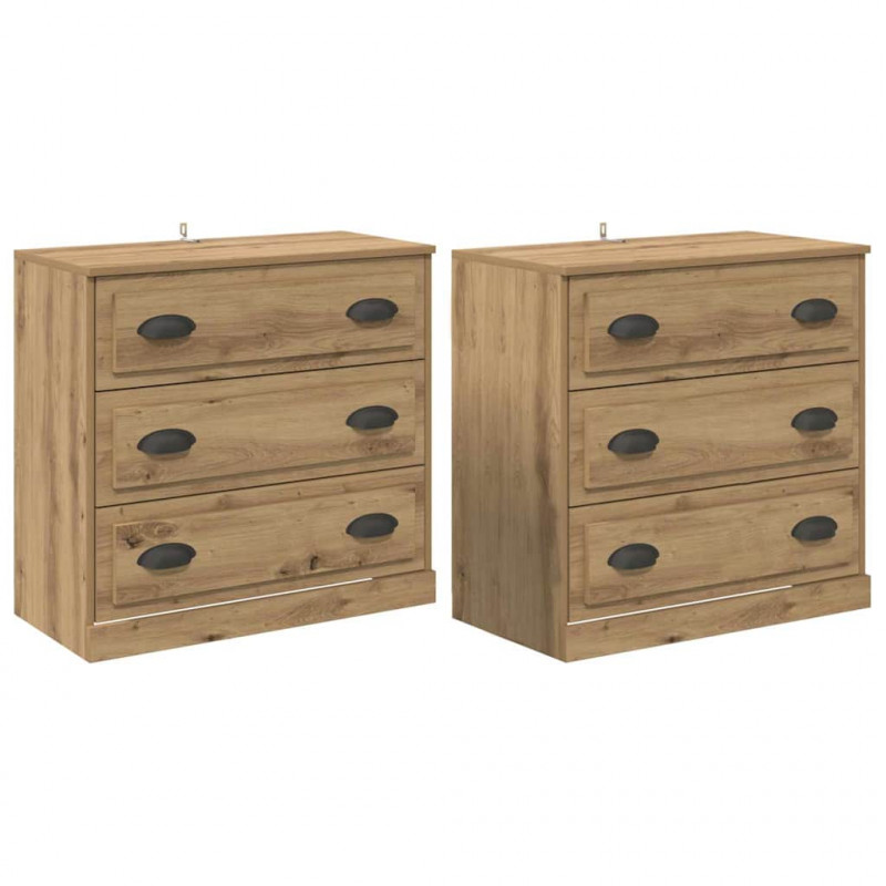 Komody z szufladą 2 pcs Dąb rzemieślniczy 70 x 35,5 x 67,5 cm