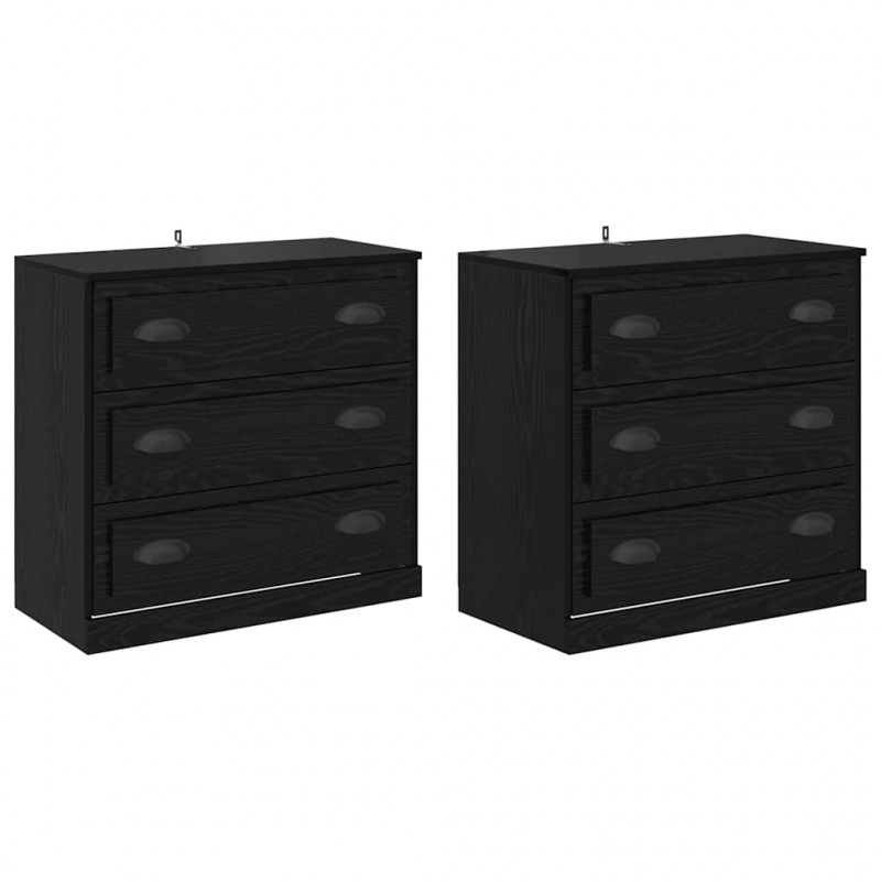 Komody z szufladą 2 pcs Czarny Dąb 70 x 35,5 x 67,5 cm