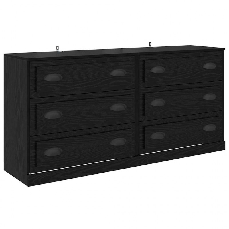 Komody z szufladą 2 pcs Czarny Dąb 70 x 35,5 x 67,5 cm