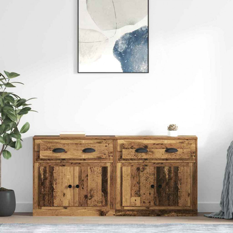 Komody z szufladą 2 pcs Stare drewno 70 x 35,5 x 67,5 cm
