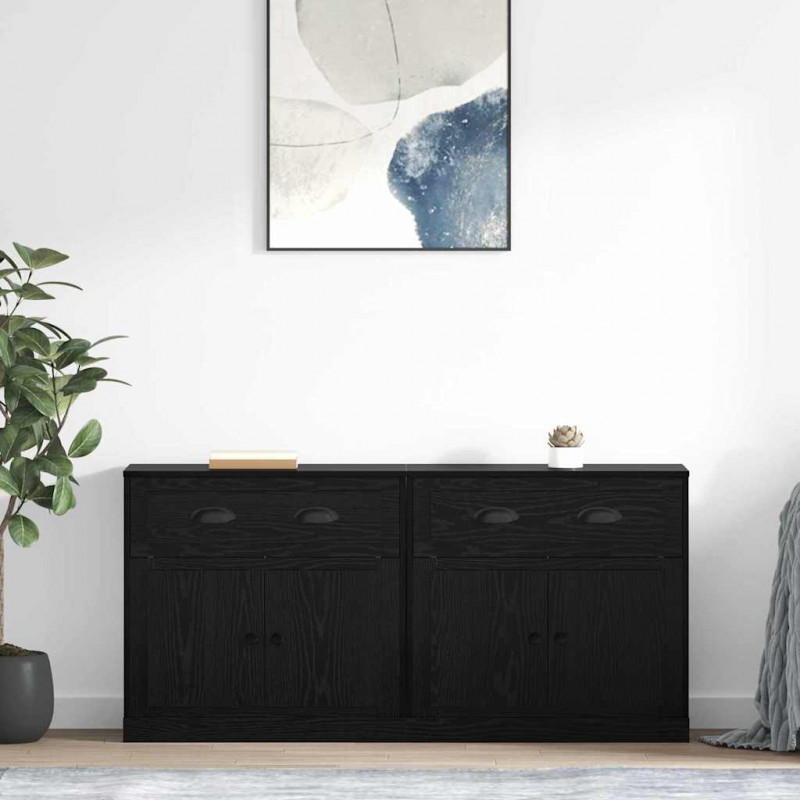 Komody z szufladą 2 pcs Czarny Dąb 70 x 35,5 x 67,5 cm
