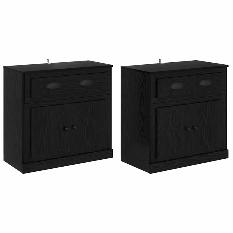 Komody z szufladą 2 pcs Czarny Dąb 70 x 35,5 x 67,5 cm
