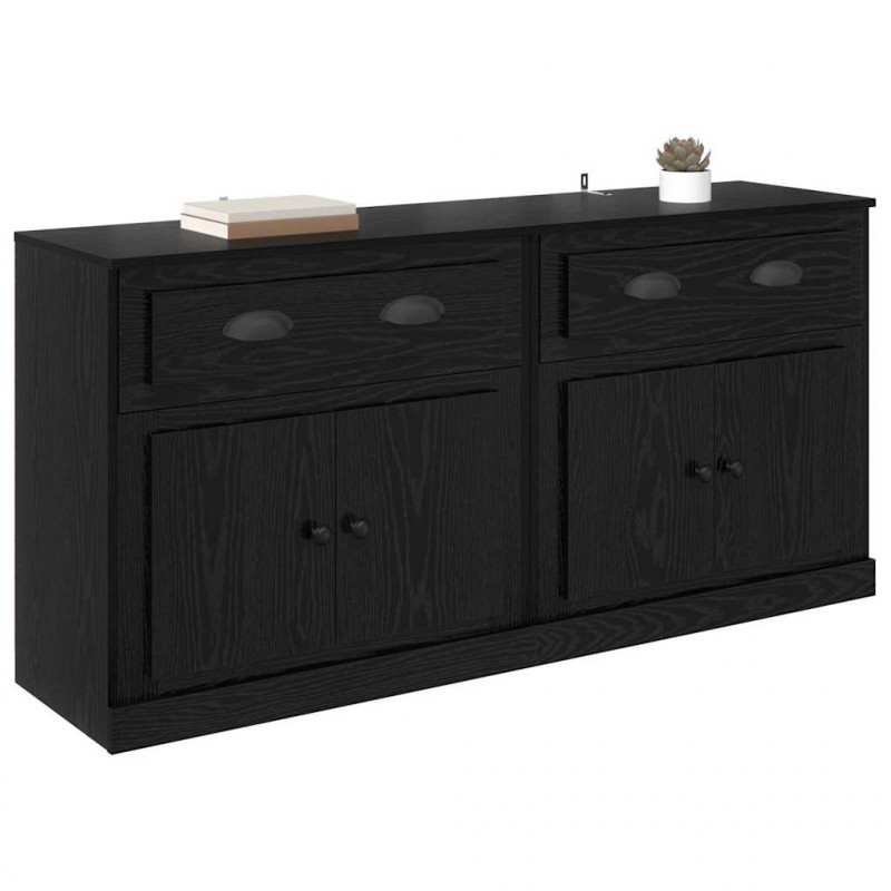 Komody z szufladą 2 pcs Czarny Dąb 70 x 35,5 x 67,5 cm