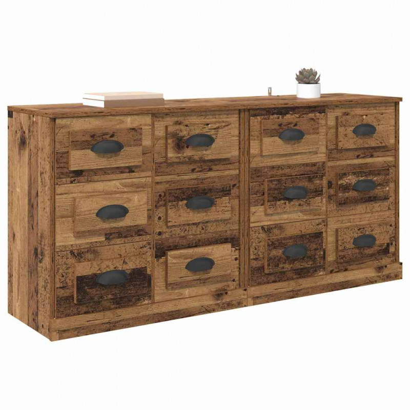 Komody z szufladą 2 pcs Stare drewno 70 x 35,5 x 67,5 cm