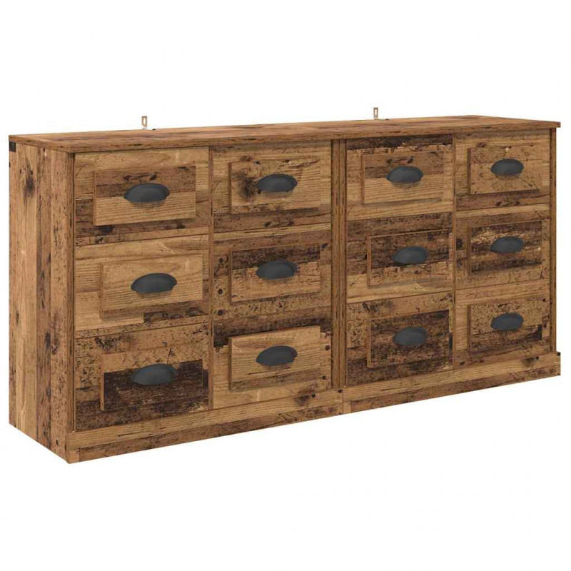 Komody z szufladą 2 pcs Stare drewno 70 x 35,5 x 67,5 cm