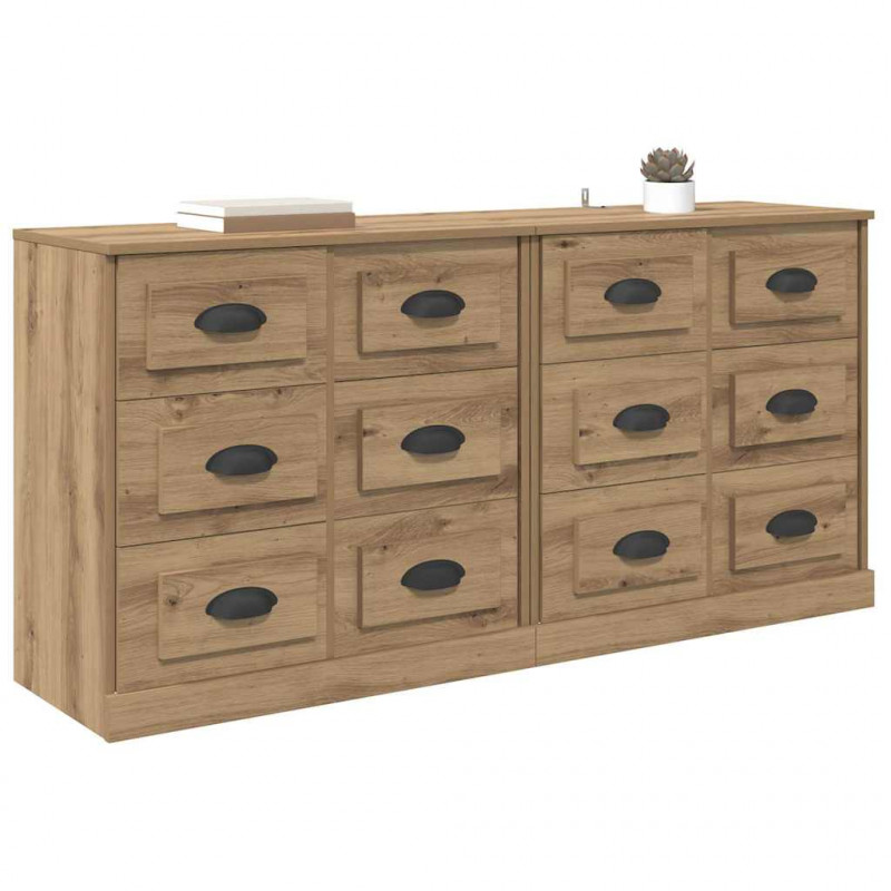 Komody z szufladą 2 pcs Dąb rzemieślniczy 70 x 35,5 x 67,5 cm