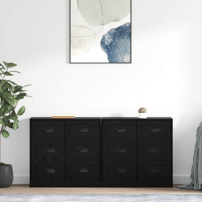 Komody z szufladą 2 pcs Czarny Dąb 70 x 35,5 x 67,5 cm