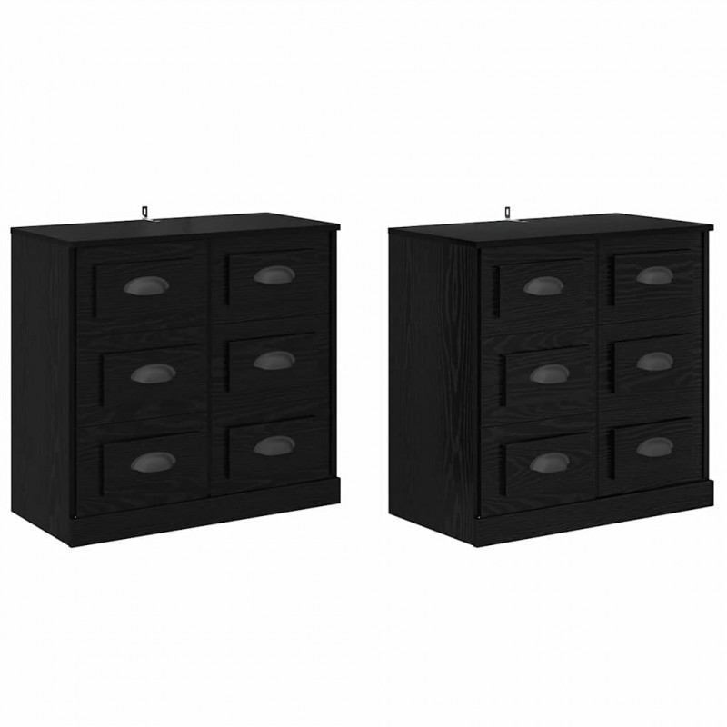 Komody z szufladą 2 pcs Czarny Dąb 70 x 35,5 x 67,5 cm