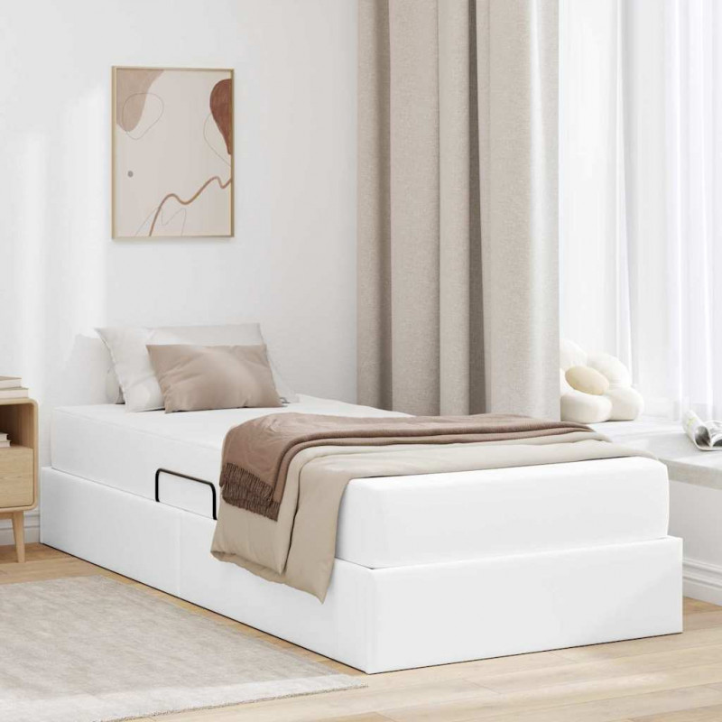 Łóżko z miejscem na przechowywanie i materacem 2 pcs Biały