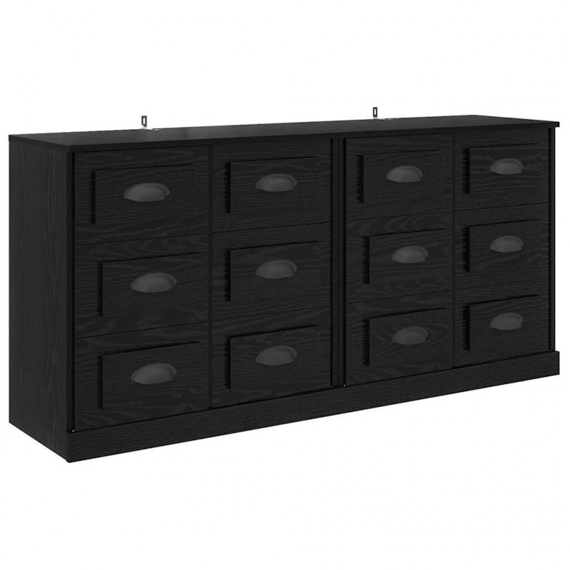 Komody z szufladą 2 pcs Czarny Dąb 70 x 35,5 x 67,5 cm