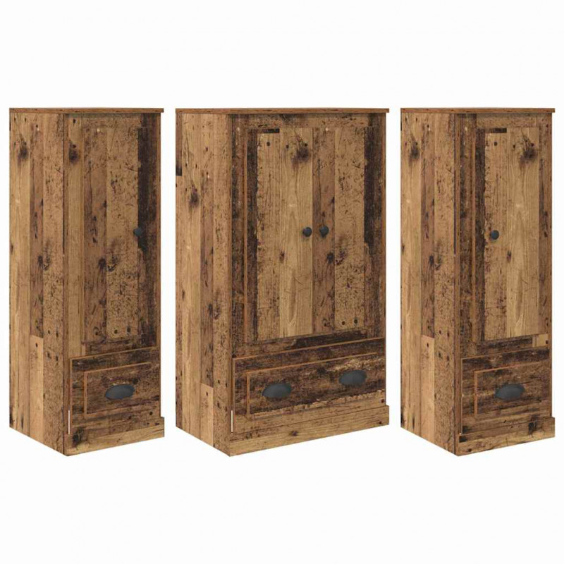 Highboard z szufladą 3 pcs Stare drewno Materiał drewnopochodny