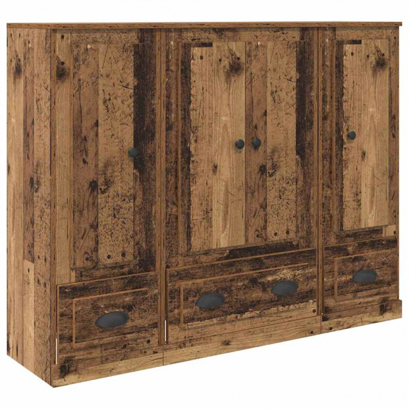 Highboard z szufladą 3 pcs Stare drewno Materiał drewnopochodny