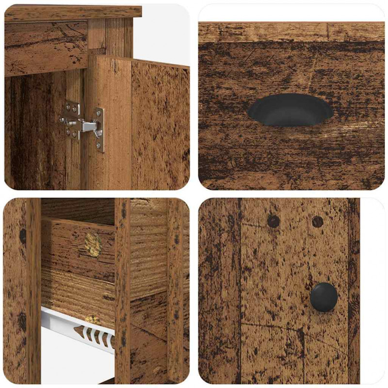 Highboard z szufladą 3 pcs Stare drewno Materiał drewnopochodny