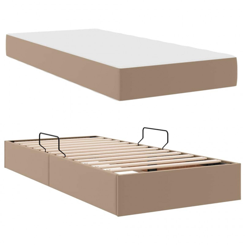 Łóżko z miejscem na przechowywanie i materacem 2 pcs Cappuccino