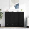 Highboard z szufladą 3 pcs Czarny Dąb Materiał drewnopochodny