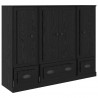 Highboard z szufladą 3 pcs Czarny Dąb Materiał drewnopochodny