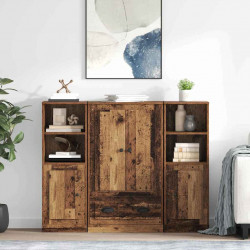 Highboard z szufladą 3 pcs Stare drewno Materiał drewnopochodny