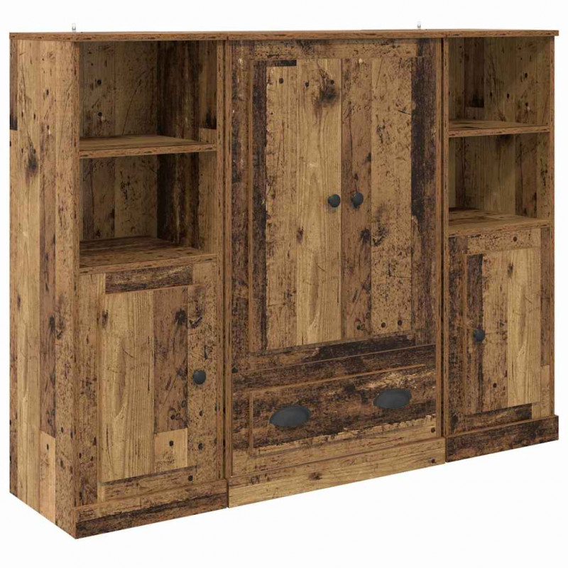 Highboard z szufladą 3 pcs Stare drewno Materiał drewnopochodny