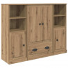 Highboard 3 pcs Dąb rzemieślniczy Materiał drewnopochodny