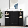 Highboard z szufladą 3 pcs Czarny Dąb Materiał drewnopochodny