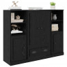 Highboard z szufladą 3 pcs Czarny Dąb Materiał drewnopochodny