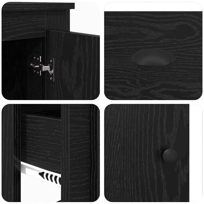 Highboard z szufladą 3 pcs Czarny Dąb Materiał drewnopochodny