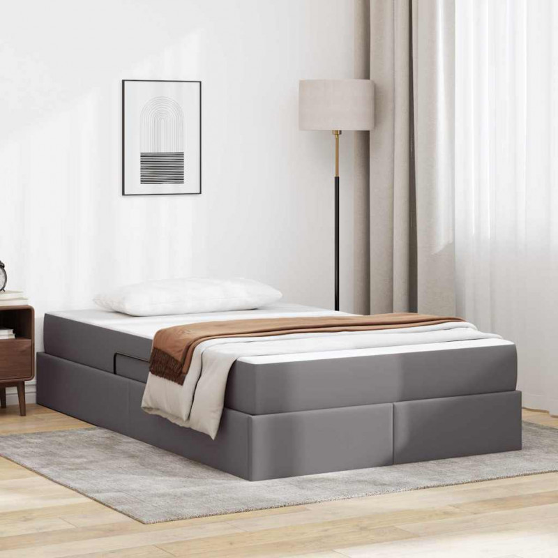 Łóżko z miejscem na przechowywanie i materacem 2 pcs Szary