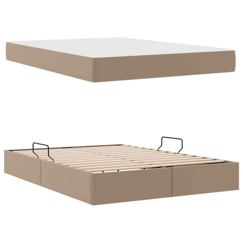 Łóżko z miejscem na przechowywanie i materacem 2 pcs Cappuccino