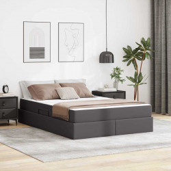Łóżko z miejscem na przechowywanie i materacem 2 pcs Szary