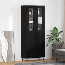 Highboard Białe i czarne dębowe 69,5 x 34 x 180 cm