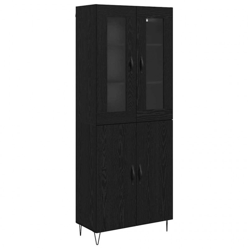 Highboard Białe i czarne dębowe 69,5 x 34 x 180 cm