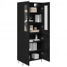 Highboard Białe i czarne dębowe 69,5 x 34 x 180 cm