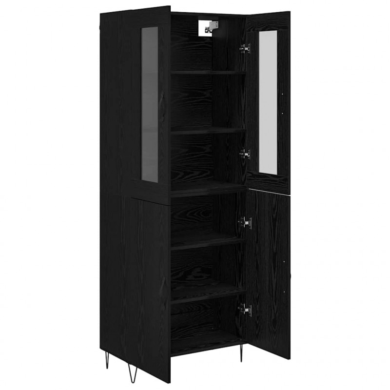 Highboard Białe i czarne dębowe 69,5 x 34 x 180 cm