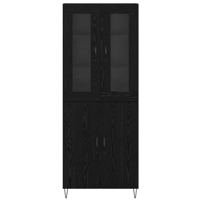 Highboard Białe i czarne dębowe 69,5 x 34 x 180 cm