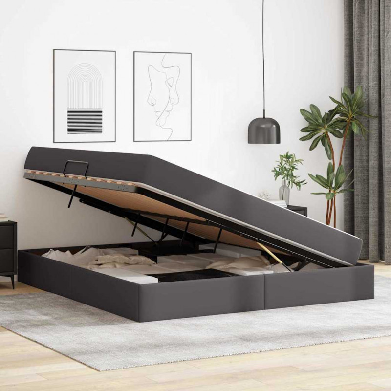 Łóżko z miejscem na przechowywanie i materacem 2 pcs Szary