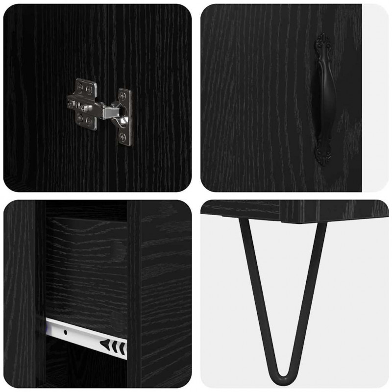 Highboard Czarny Dąb 69,5 x 34 x 90 cm Materiał drewnopochodny