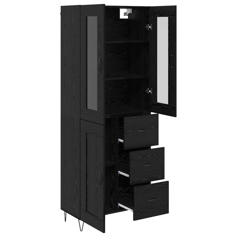 Highboard Czarny Dąb 69,5 x 34 x 90 cm Materiał drewnopochodny