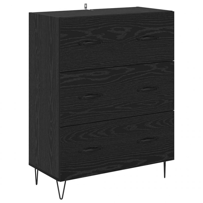Highboard Czarny Dąb 69,5 x 34 x 90 cm Materiał drewnopochodny