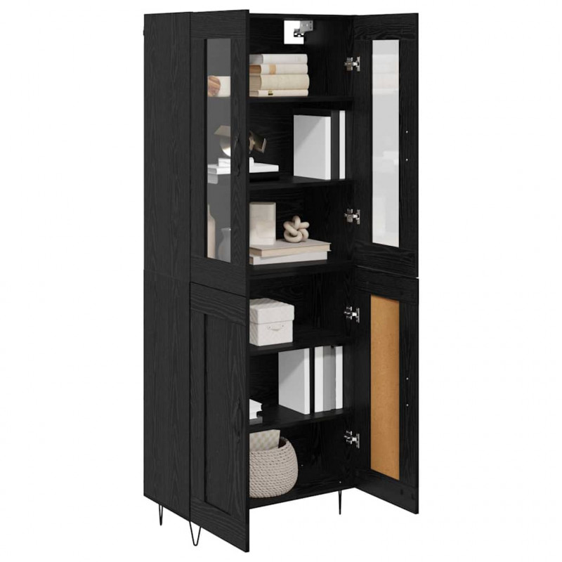 Highboard Czarny Dąb 69,5 x 34 x 90 cm Materiał drewnopochodny