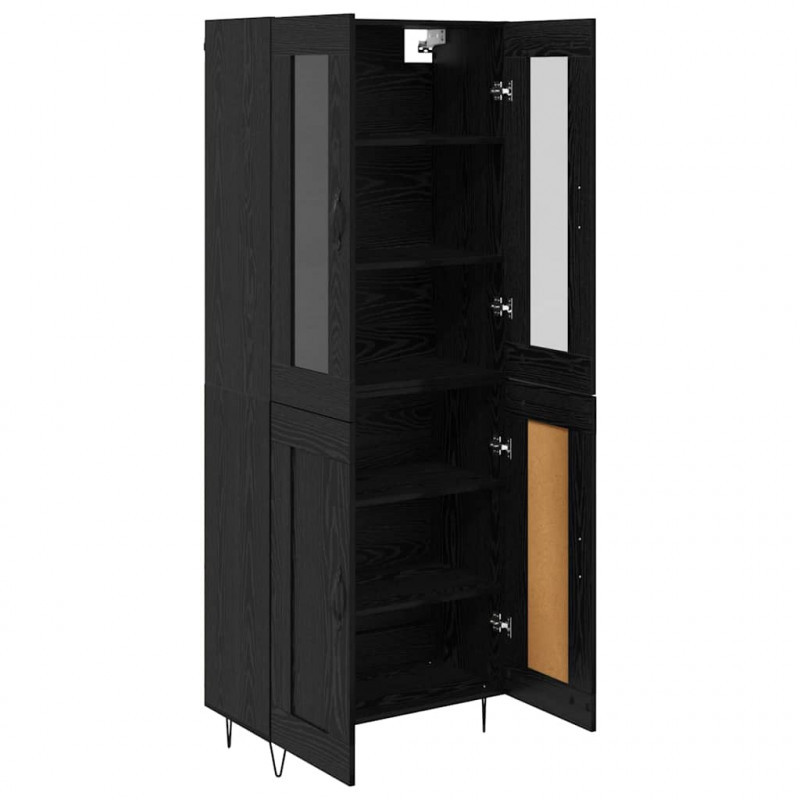 Highboard Czarny Dąb 69,5 x 34 x 90 cm Materiał drewnopochodny