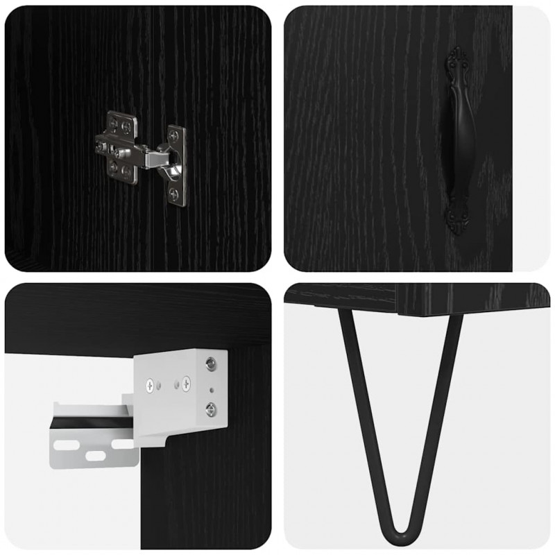 Highboard Czarny Dąb 69,5 x 34 x 90 cm Materiał drewnopochodny